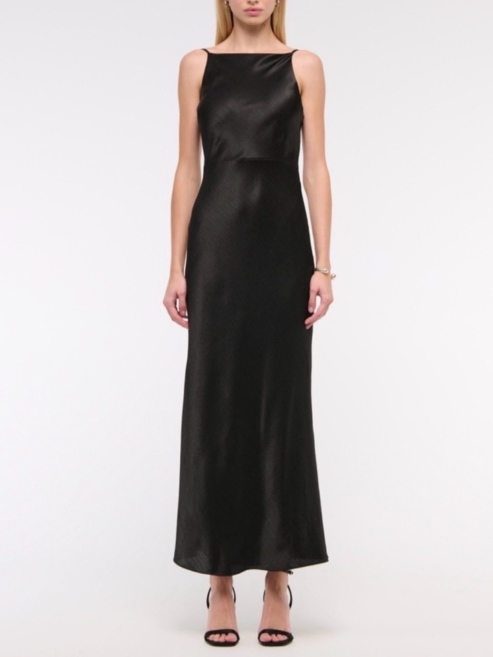 NWT Abercrombie & Fitch Women’s Black High Neck Satin Slip Maxi Dress